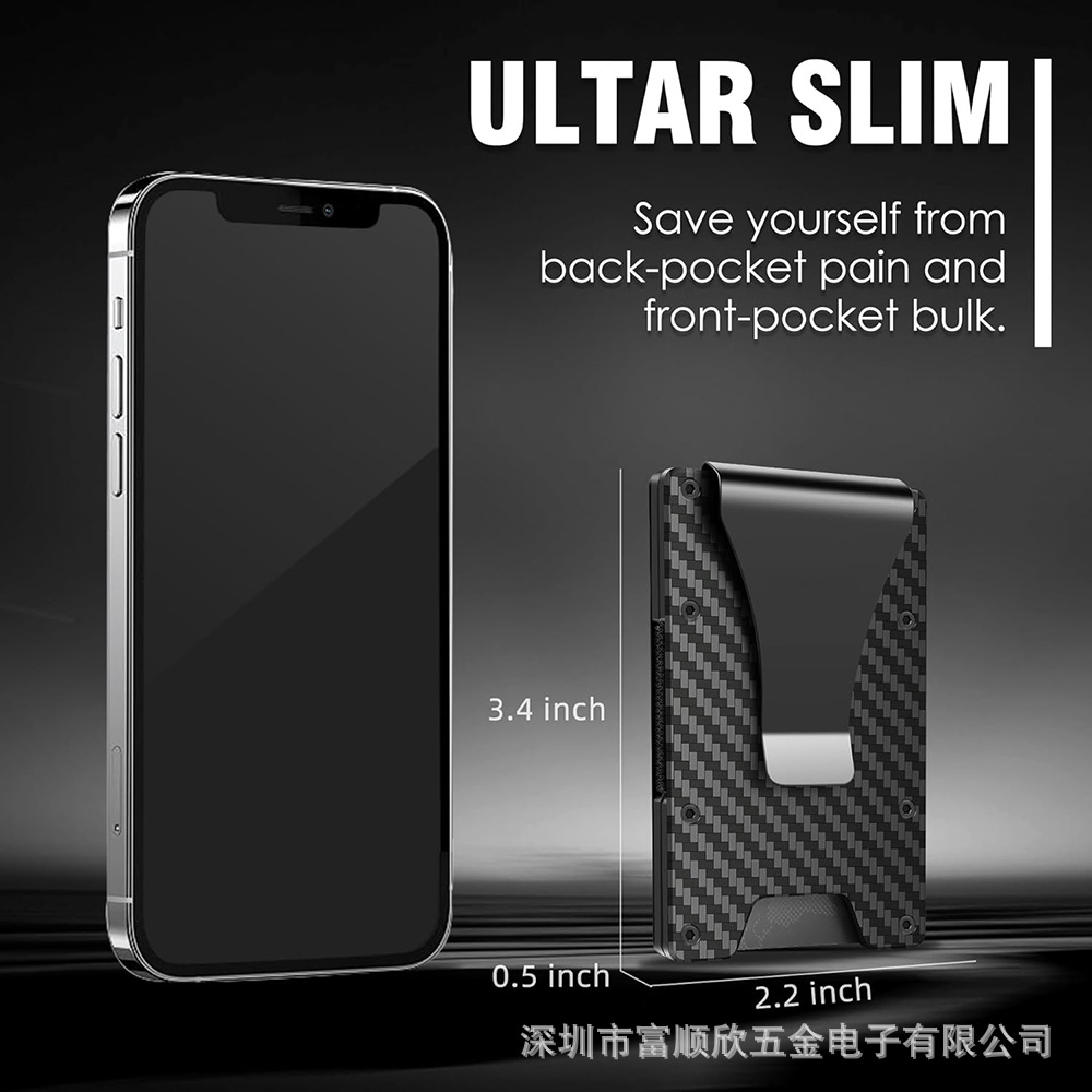 New Aluminum Alloy Metal Card Holder Carbon Fiber Wallet Money Clip RFID Metal Card Clip Blocking Technology