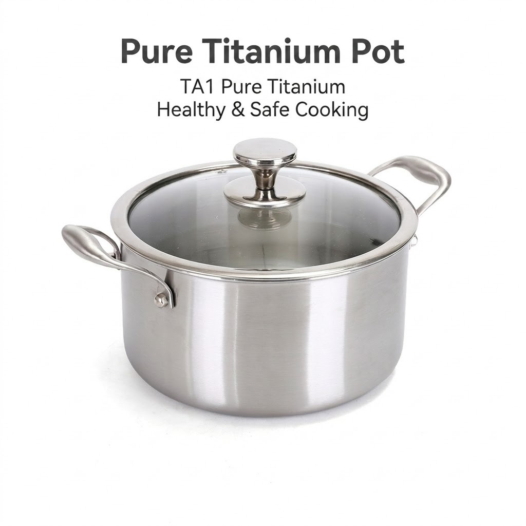 New household soup cooking 24cm pure titanium non-stick stew pot with handle large steaming integrated double ear pure titanium soup pot