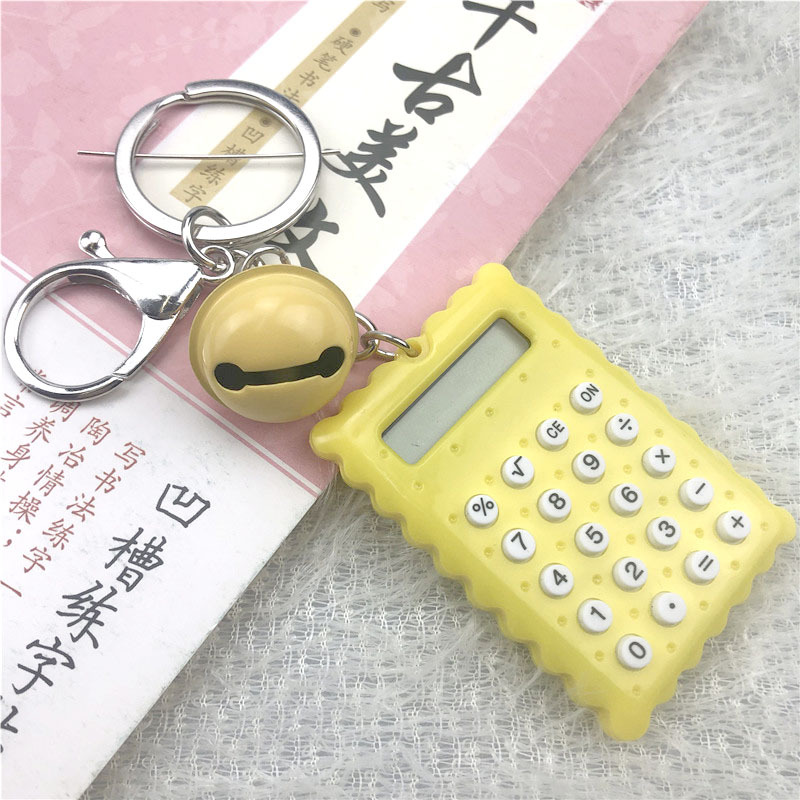 Biscuit Type Mini Calculator Bell Keychain Pendant Student Portable Palm Cute Computer