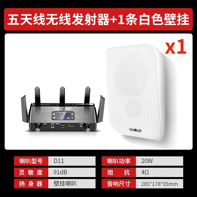 无线发射机+1白色叶型低音壁挂