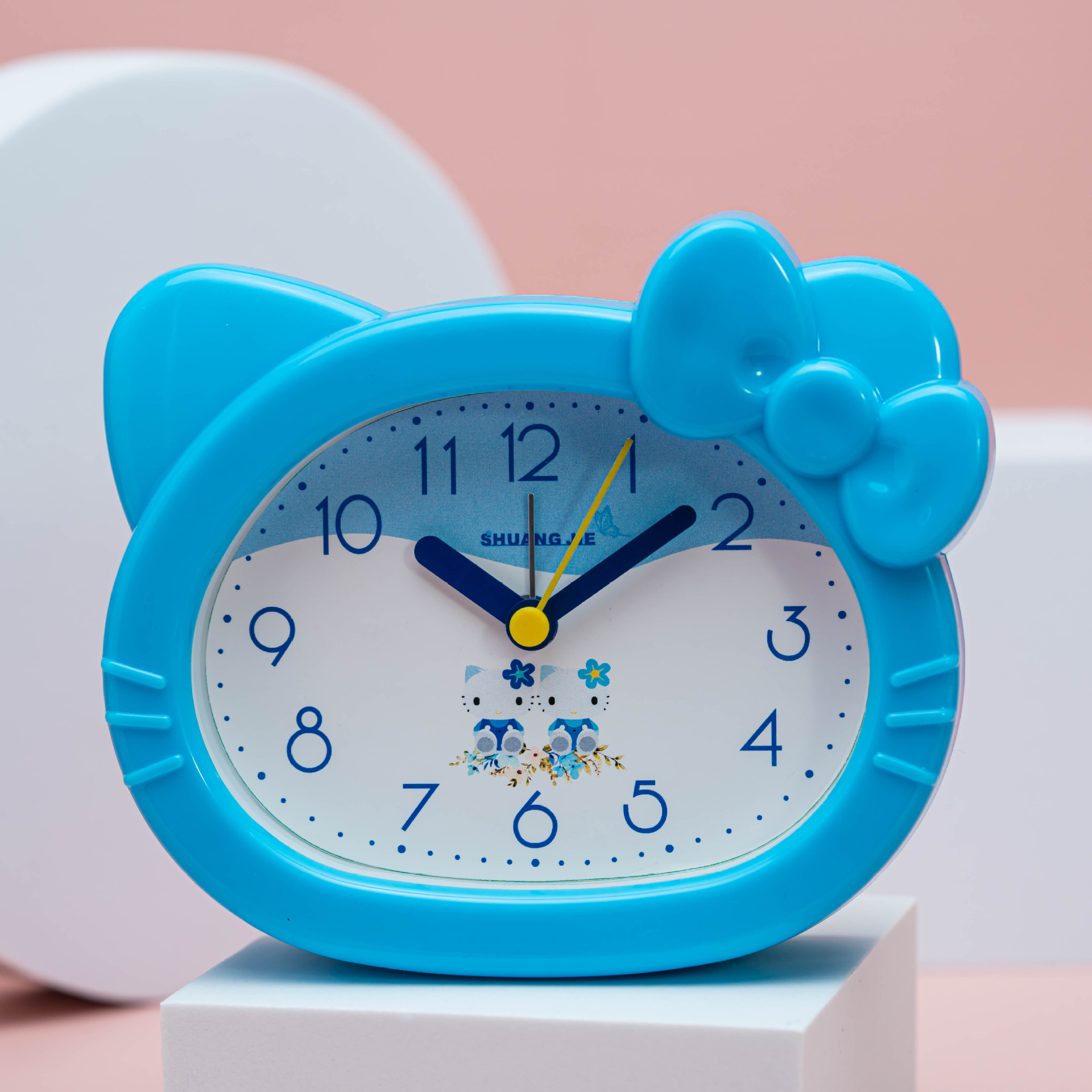 Cat cartoon alarm clock student plastic alarm clock with alarm cute ornament clock