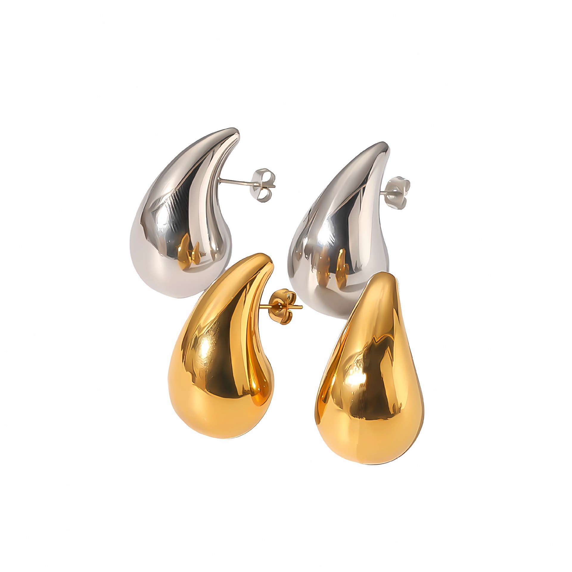 Chubby hollow drop earrings stainless steel earrings 18k gold geometric ear stud earrings