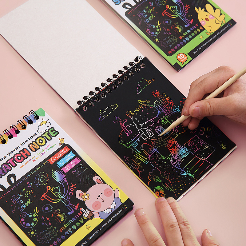 Children's colorful DIY scratch art graffiti scratch book kindergarten art scratch paper fun scratch book