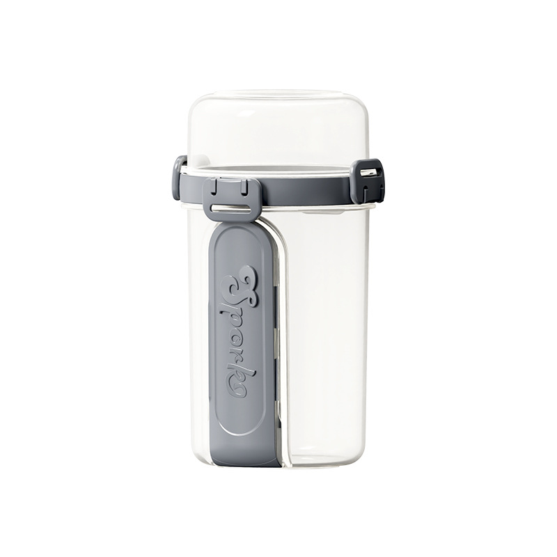 Double-layer salad cup with fork spoon fresh-keeping sealed household fruit vegetable yogurt cup double-layer sealed