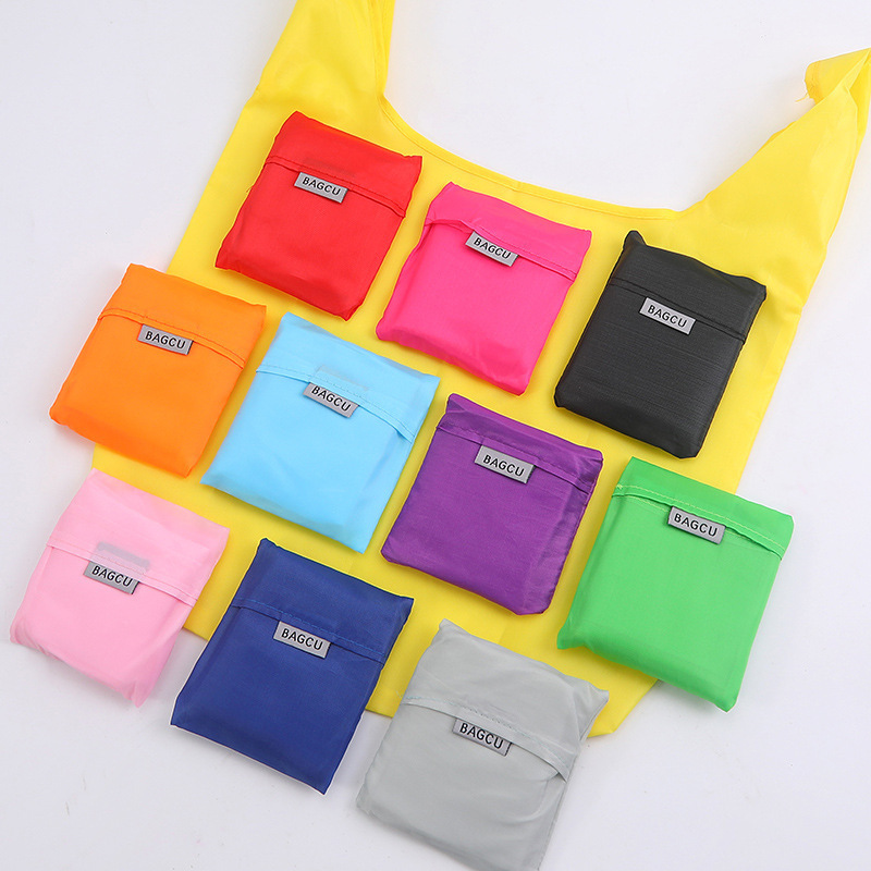 Multifunctional Shopping Bag, Waterproof Handheld Plastic Bag, Portable Supermarket Eco-friendly Bag, Solid Color Foldable Storage Bag
