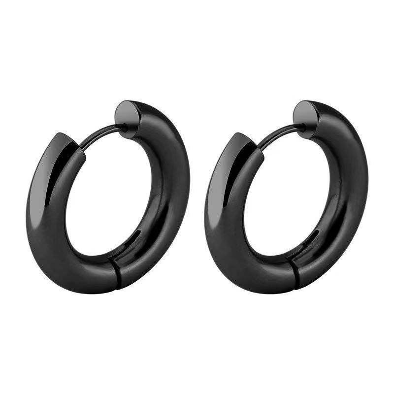 High-quality stainless steel ear clips, non-fading, unisex round earrings, simple ear accessories