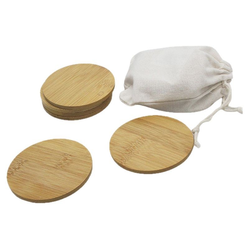 Bamboo coaster heat insulation pad simple wooden desktop anti-scald pad round tea set cup coaster engraved LOGO