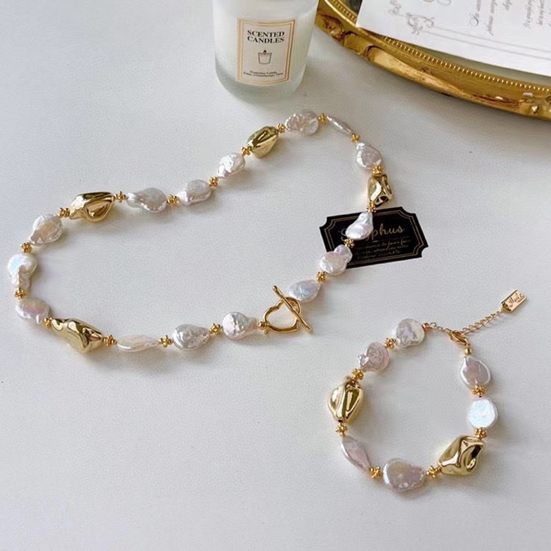 Natural irregular baroque collarbone chain niche freshwater pearl necklace women new