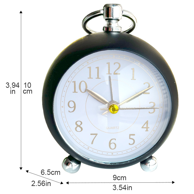 Metal Silent Alarm Clock Glow with Light Convex Gold Foil Student Children Desktop Alarm Clock
