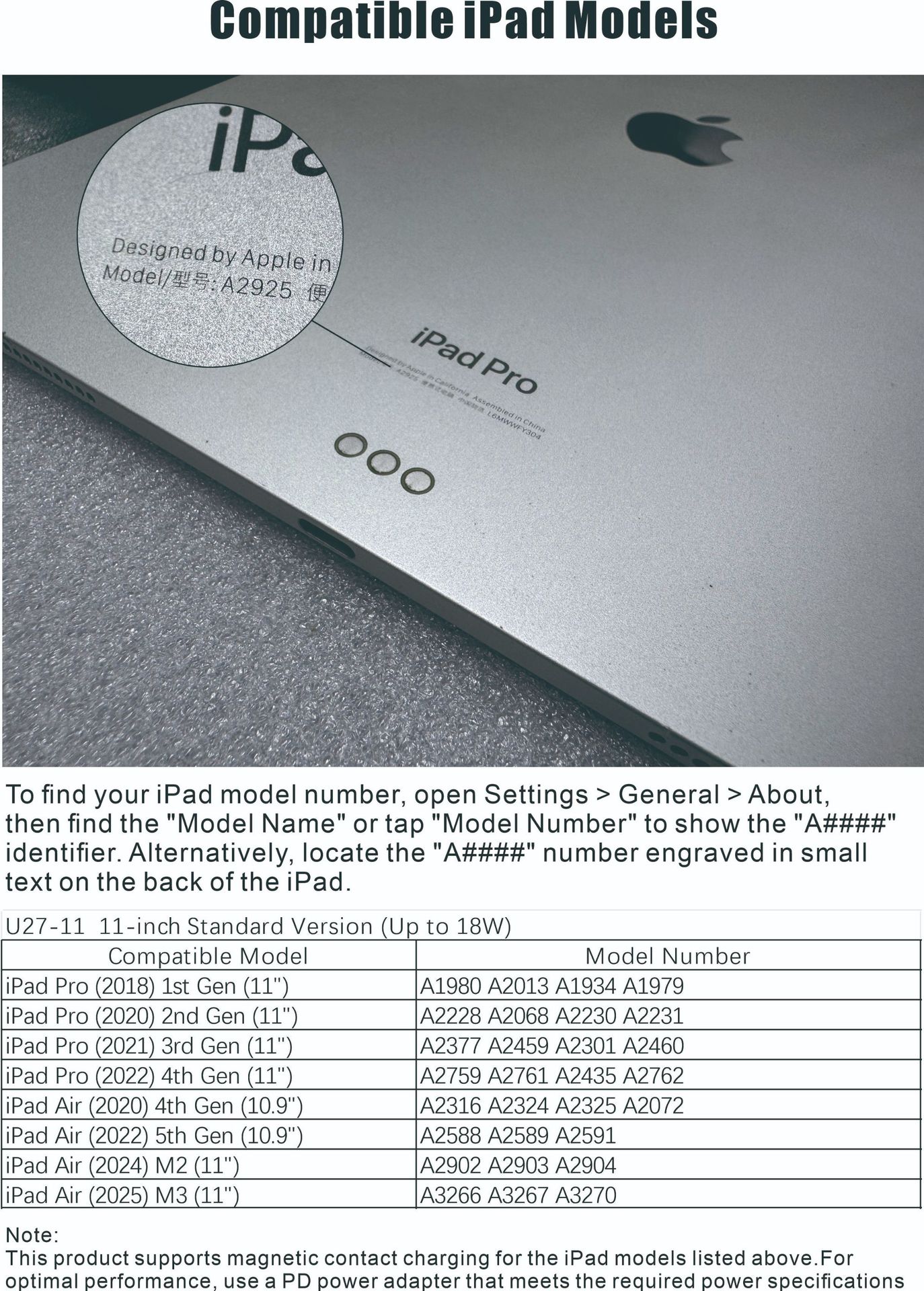 iPad magnetic wireless charger thin leather portable fast charging compatible Apple iPadPro Air tablet