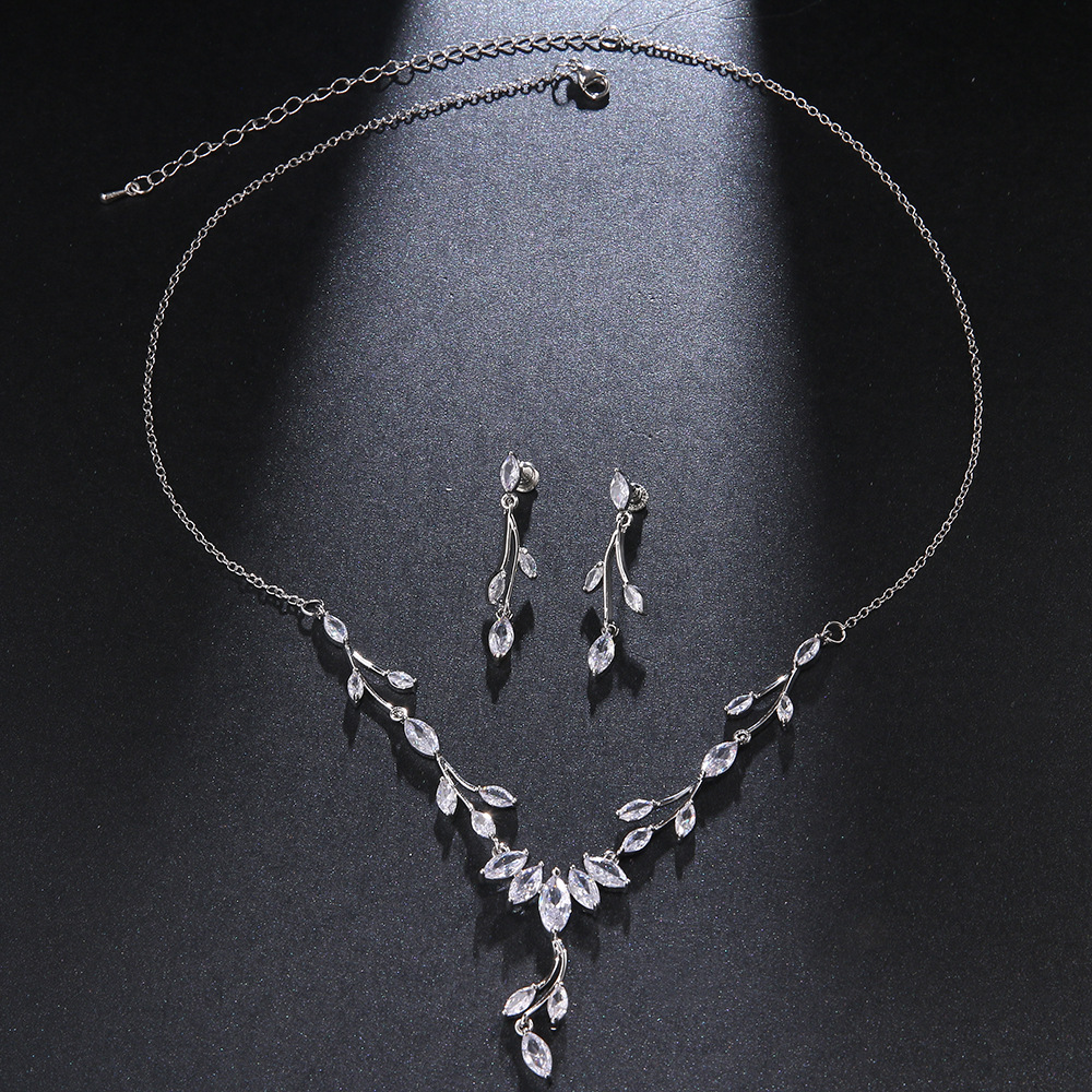 Simple popular branch design bridal necklace and earrings set, carefully selected accessories, jewelry