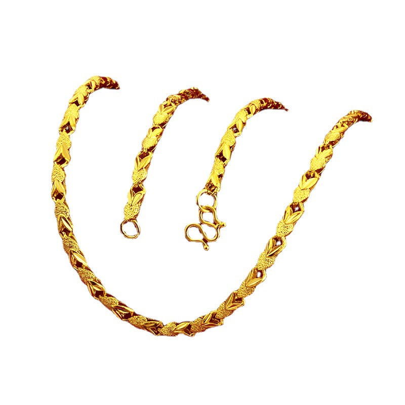 Vietnam sand gold four-leaf clover necklace women imitation gold stall jewelry gold-plated inverted mold chain