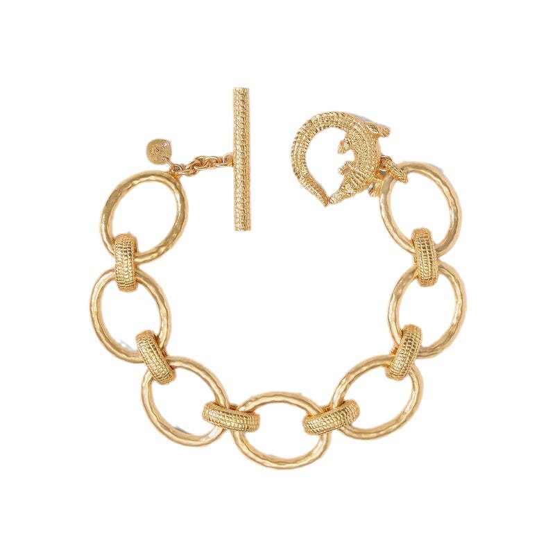 18K gold plated crocodile OT buckle bracelet semi-matte design style matte gold plated handmade