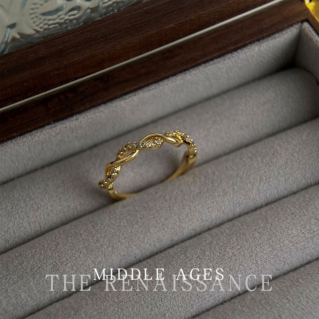 Vintage Sparkling Zircon Gold Open Ring Collection Wind Hand Jewelry