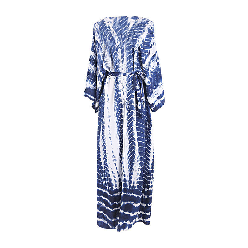 New Rayon Printed Cardigan Loose Sun Protection Beach Jacket Cardigan Bikini Swimsuit Cover Up Outer Layer