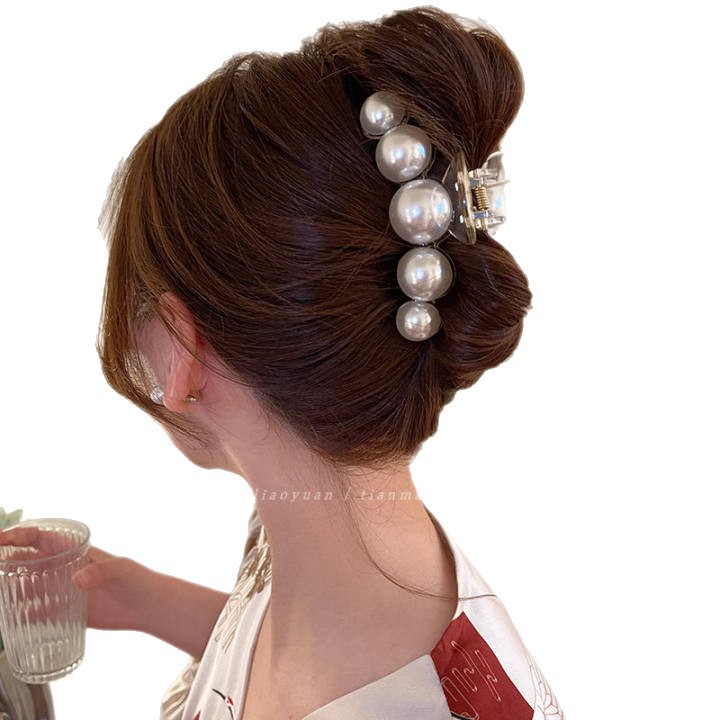 Satin large claw clip for women 2026 pleated back of head bun shark clip hair clip hair accessory