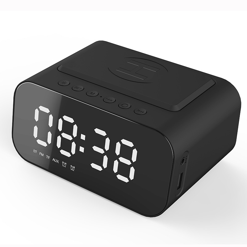 Bluetooth speaker 15W wireless charging clock LED audio new hotel supplies wireless charging Bluetooth speaker