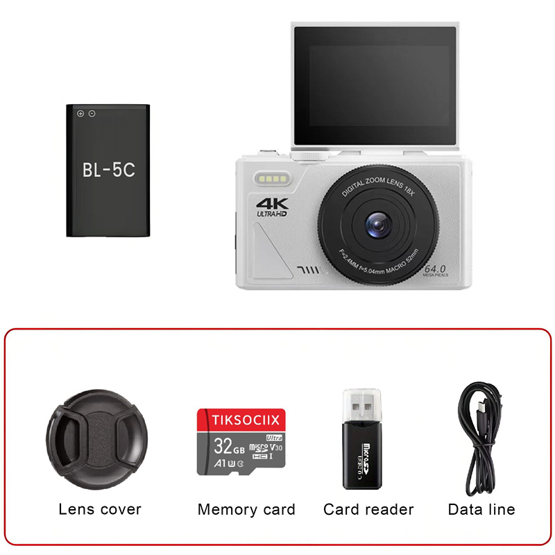 New W1 flip screen CCD camera HD digital camera with WiFi transmission beauty filter 4K5K