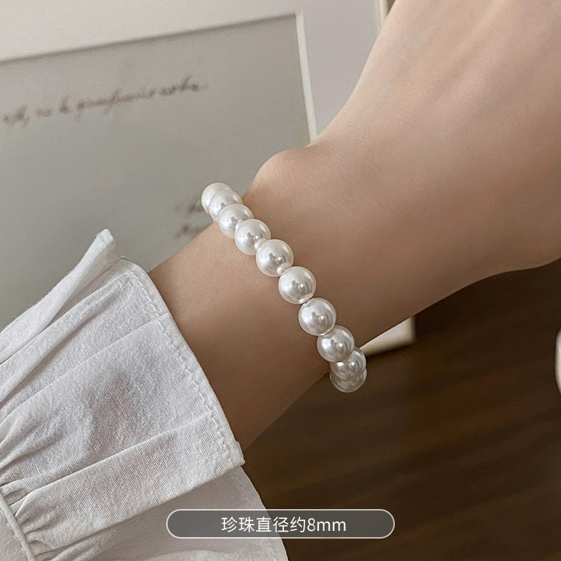 Swarovski Round Australian White Pearl Bracelet for Women, Magnetic Clasp Pearl Bracelet for Women