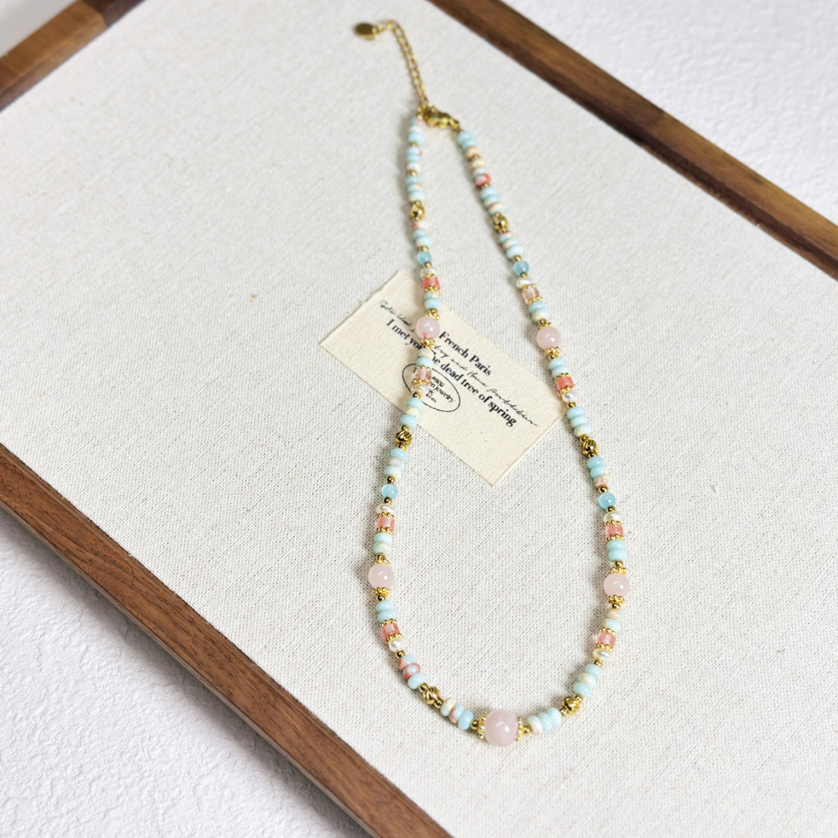 Colorful Beaded Natural Stone Freshwater Pearl Necklace Exquisite Collarbone Chain Necklace Women