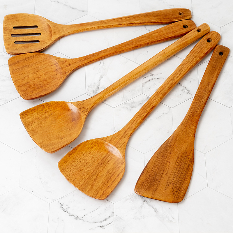 Home Camphor Wood Long Handle Wooden Spatula Japanese Kitchen Tool Set Non-stick Pan Wooden Spatula