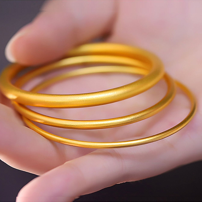Ancient inheritance bracelet women Vietnam sand gold imitation gold solid 999 matte plain ring bracelet jewelry long