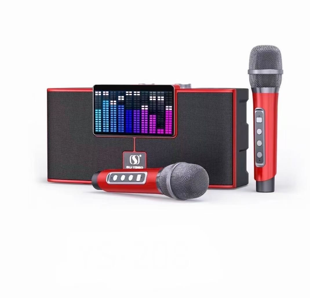 YS208 Bluetooth Speaker KTV Small Speaker Rock Bass Small Cannon Speaker Dual Microphone All-in-One Home Set