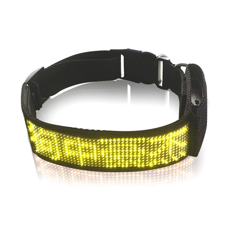 LED Display Pet Collar, Mobile-Controlled Monochrome Collar and Leash, Glowing LED Dog Collar