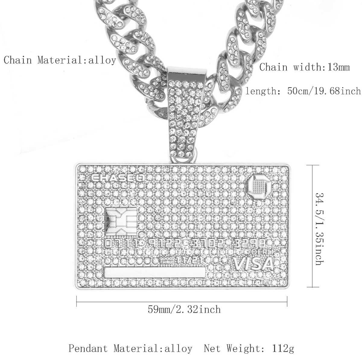 Gangster hip-hop full diamond pendant exaggerated alloy Cuban chain necklace pendant diamond-embedded cross