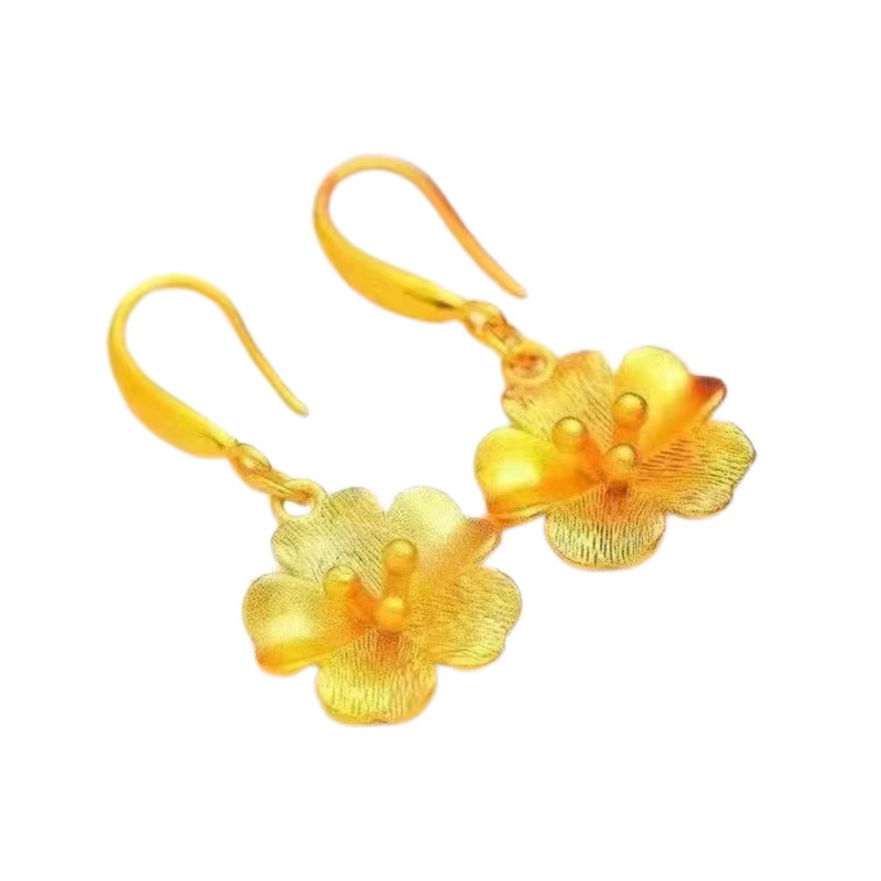 Gold shop sand gold electroplated small flower ear hook earrings live streaming supply