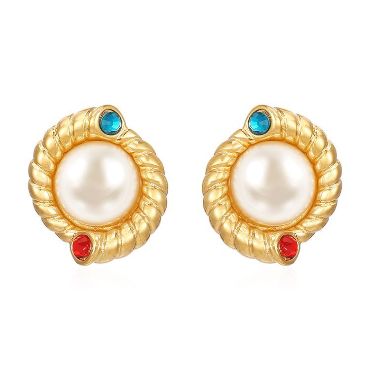 Glue diamond stainless steel earrings for women, set with zircon ear clips, ear accessories