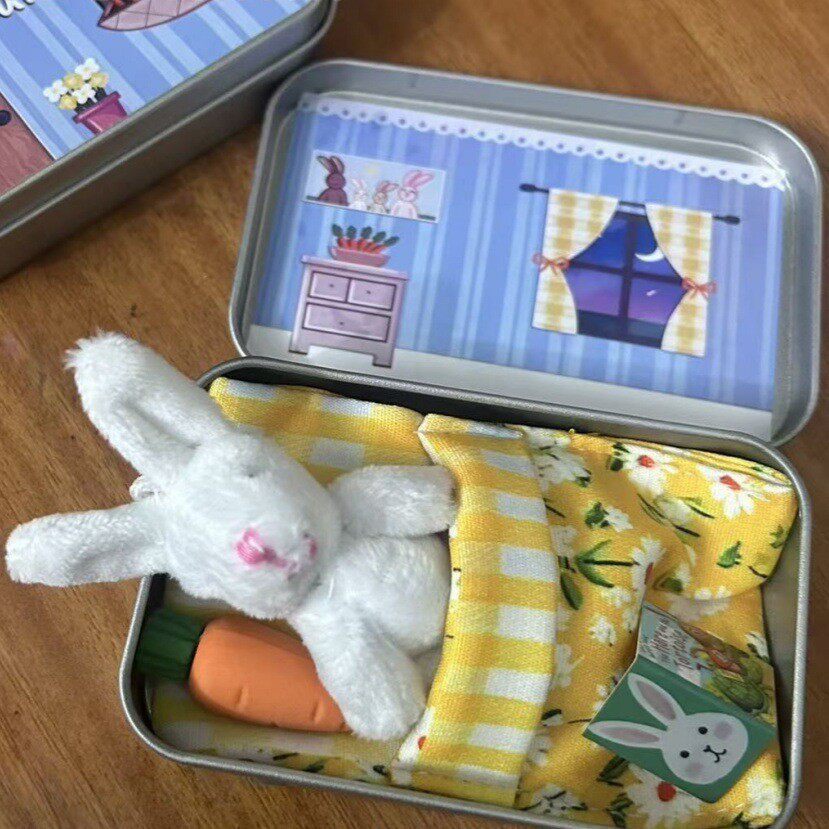 Bunny Plush Toy in a Tin Plush Mini Tin Box Bunny Mini Plush Toy Set Wholesale