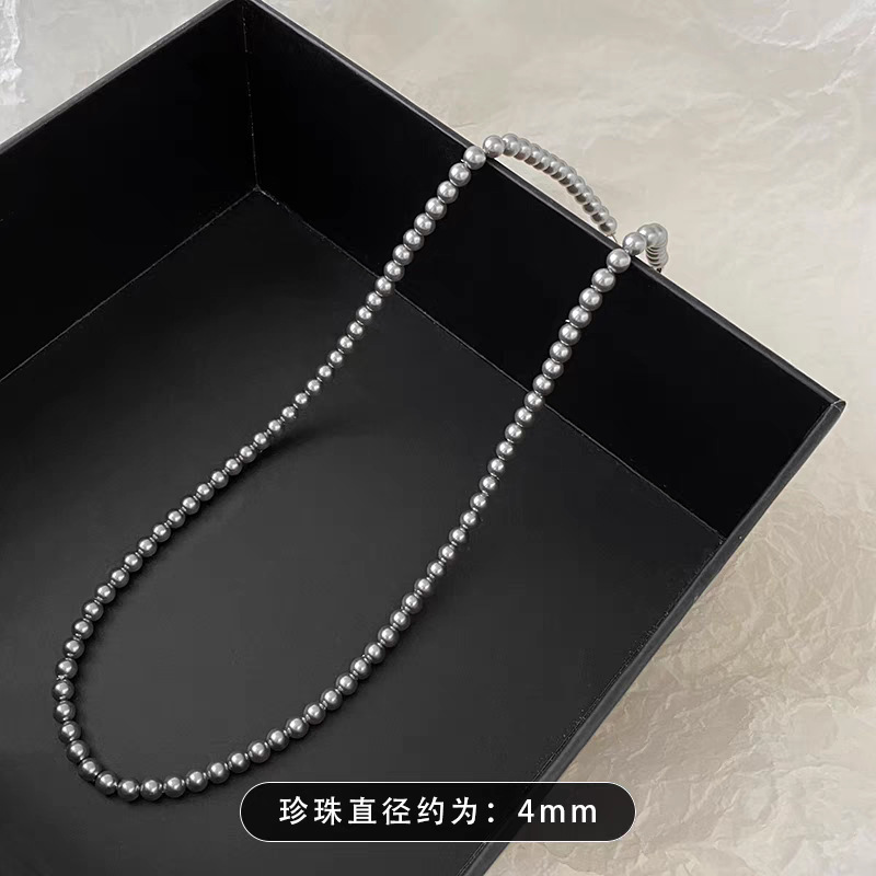 Swarovski Multi-Ma Silver-Gray Pearl Necklace for Women, Clavicle Chain, Layered Hoodie Chain, Women's Clavicle Chain