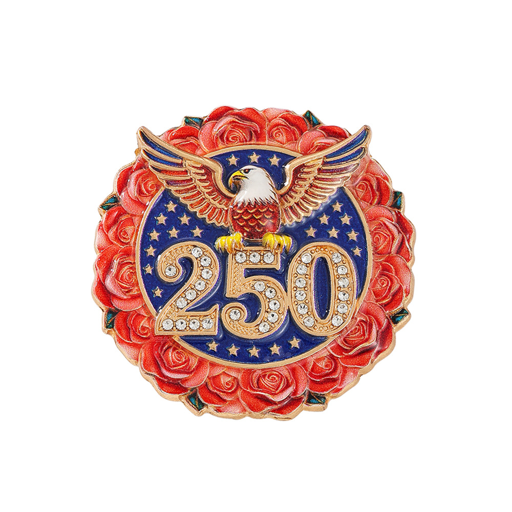 2026 US Founding 250th Anniversary Commemorative Brooch Independence Day Patriotic Medal Corsage Accessory