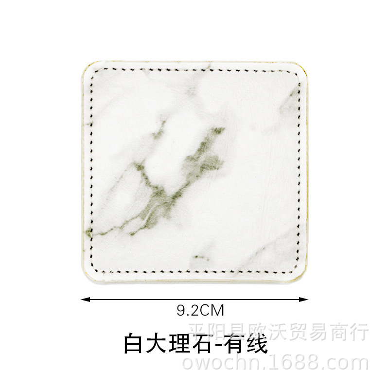 Thickened coaster 10CM high temperature resistant square PU simple heat insulation pad leather coaster