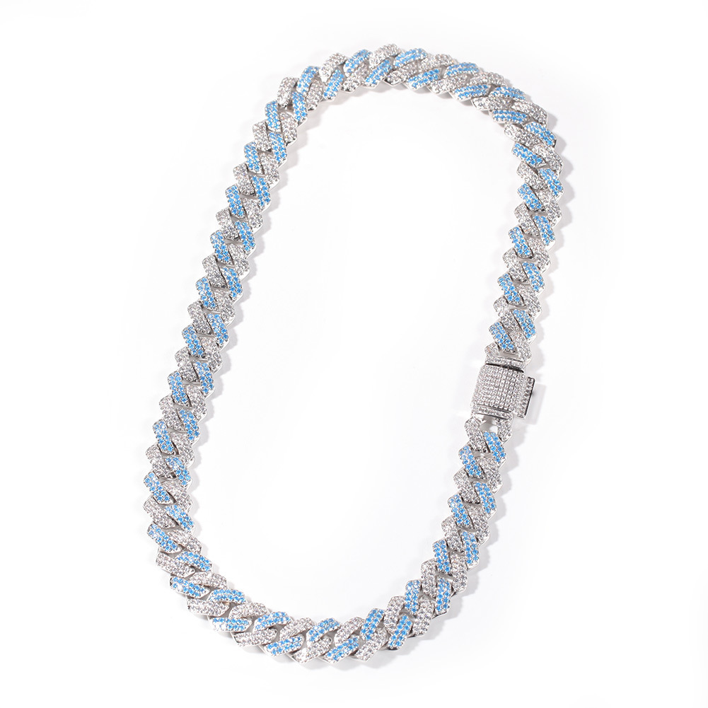 Hip Hop Bar Cuban Chain Necklace Men 13mm Inlaid Zircon Gold Plated Necklace Accessories