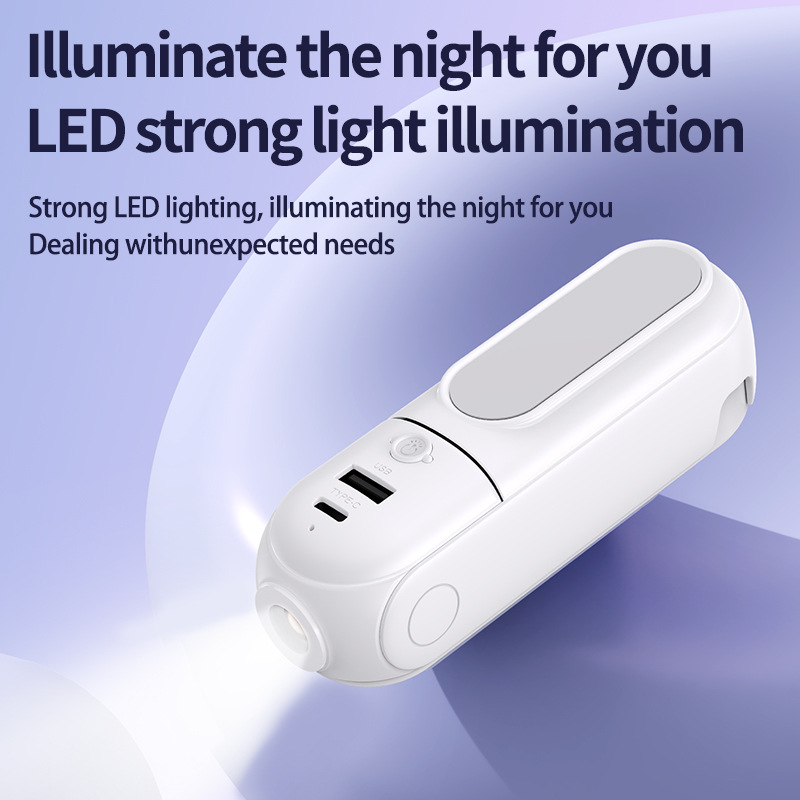 Flashlight Foldable Mini Fan 5 in 1 Handheld Fan Brushless Motor