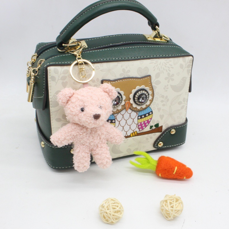 New Cartoon Cute Curly Teddy Bear Plush Keychain Bag Charm Decoration Clothes Shoes Accessories