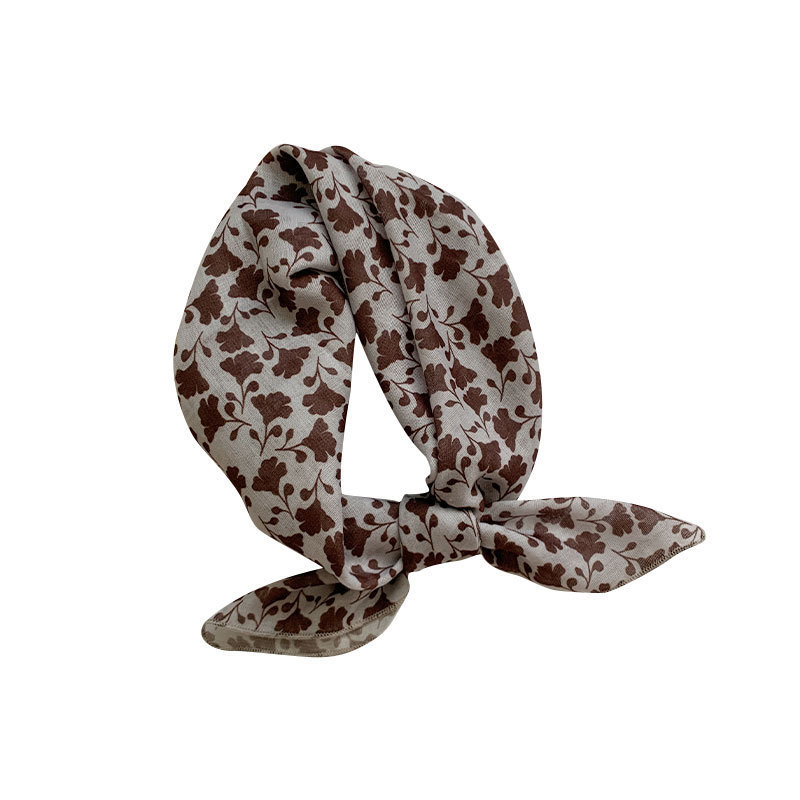 New neck-tie cotton-linen scarf for women, brown series small square scarf