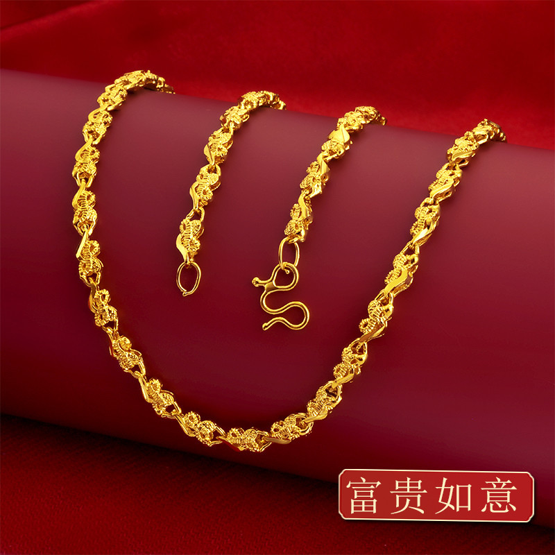 Vietnam sand gold four-leaf clover necklace women imitation gold stall jewelry gold-plated inverted mold chain