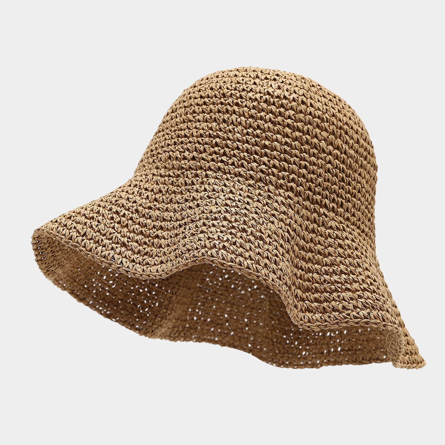 Spring/Summer Crocheted Breathable Woven Moldable Basin Hat for Women, Beach Vacation Casual Sun Straw Hat