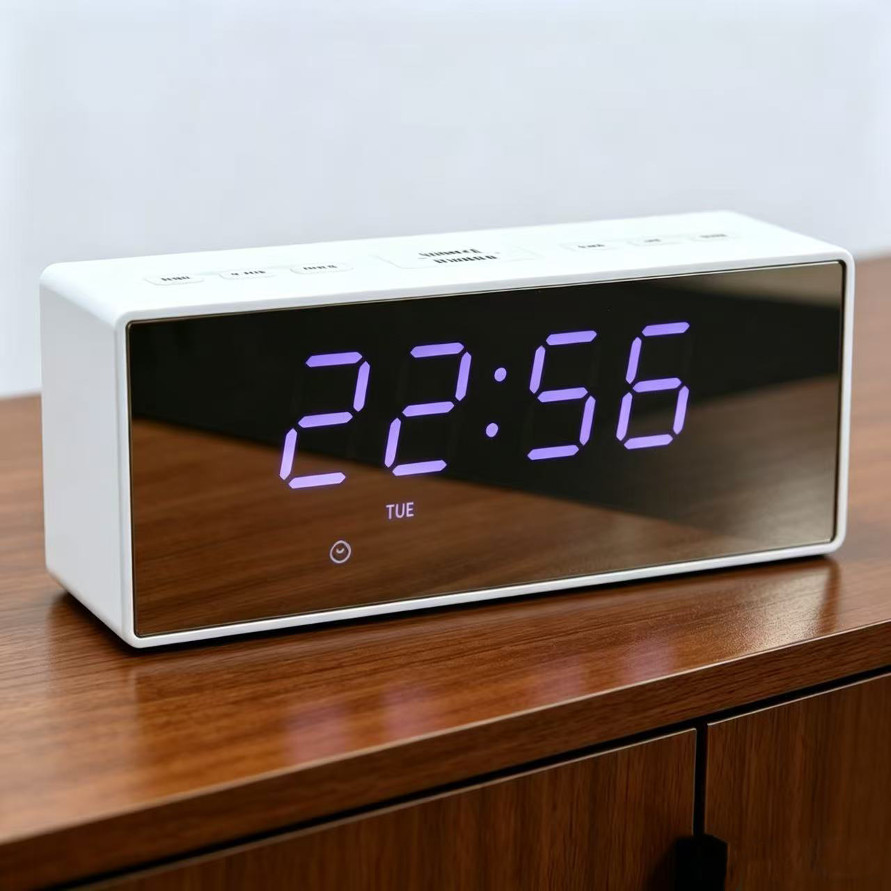 LED mirror clock, electronic clock, multifunctional countdown digital clock, student bedside alarm clock, night-light desk clock