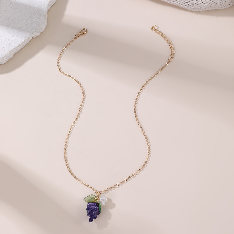 NZ3393 Fruit Pendant Women's Necklace New Lemon Green Leaf Women's Choker Accessory