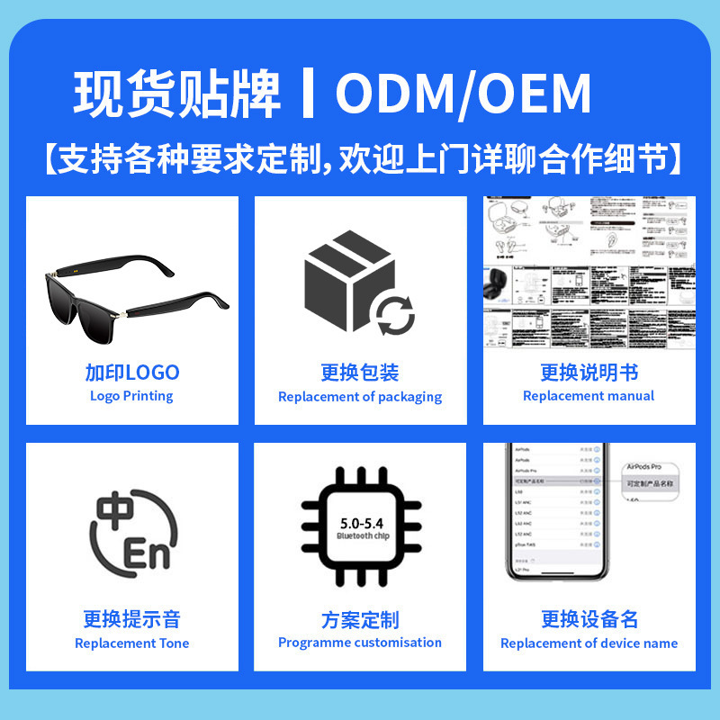 Support Multi-language AI Translation Smart Glasses with Location Tracking Call Wireless Bluetooth Music