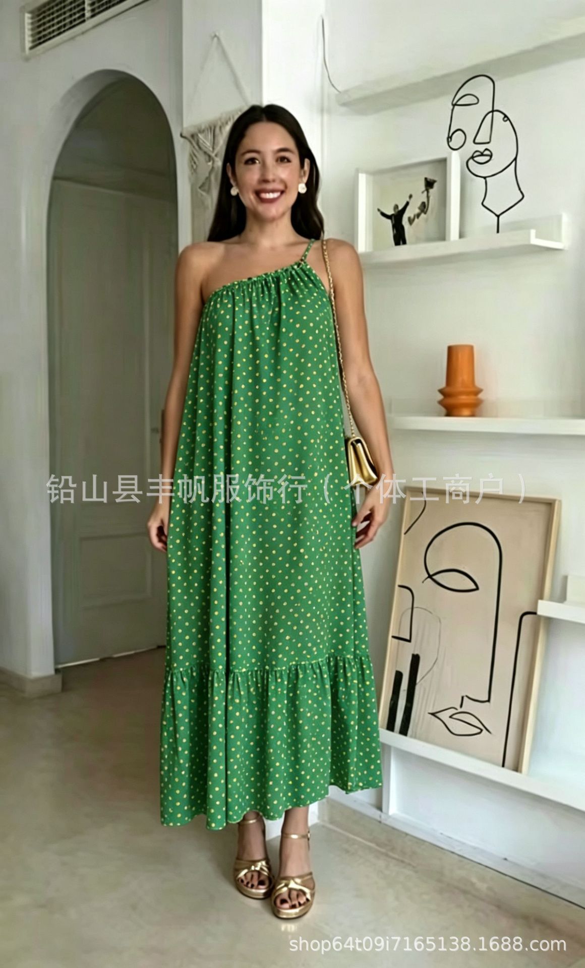 Floral Print Halter Neck Camisole Long Dress Seaside Outing Loose Cover Fat Bohemian Vacation Dress