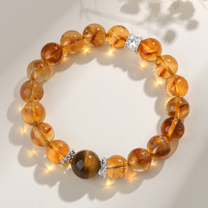 Natural Yellow Tiger Eye Silver Obsidian Planet Bracelet Black Flash Large Particle Original Unisex Couple Bracelet