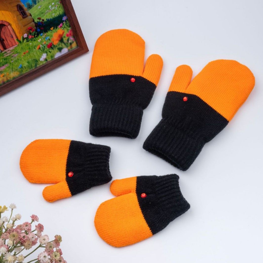 New Adult Knitted Goose Feather Yarn Gloves Autumn Winter Cute Fleece-Lined Thickened Anti-Cold Warm Double-Layer Gloves