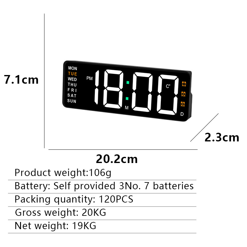 Desktop LED electronic alarm clock voice control countdown simple rectangular electronic clock bedroom student special