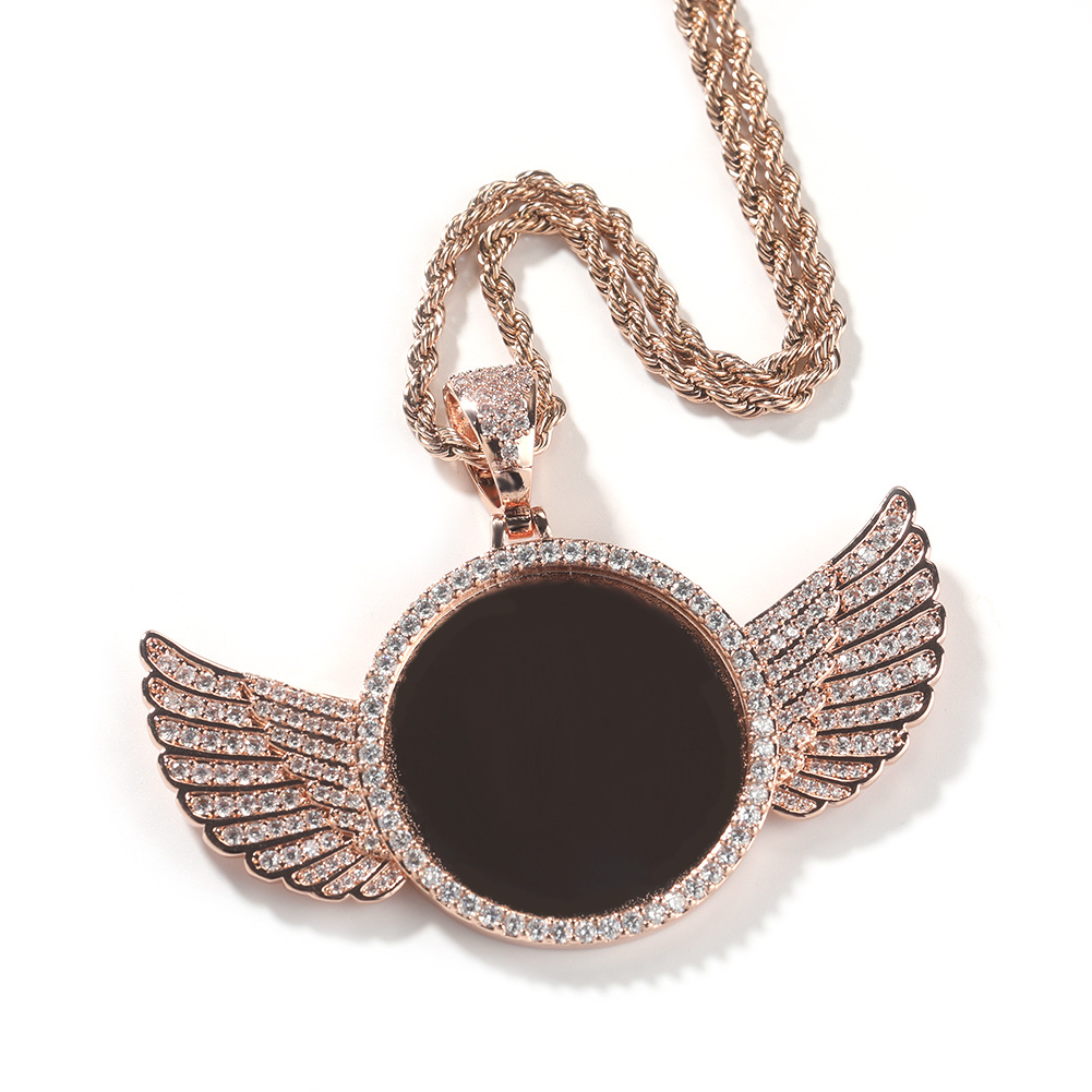 Hip Hop Photo Pendant Copper Inlaid Zircon Solid DIY Photo Necklace Accessories