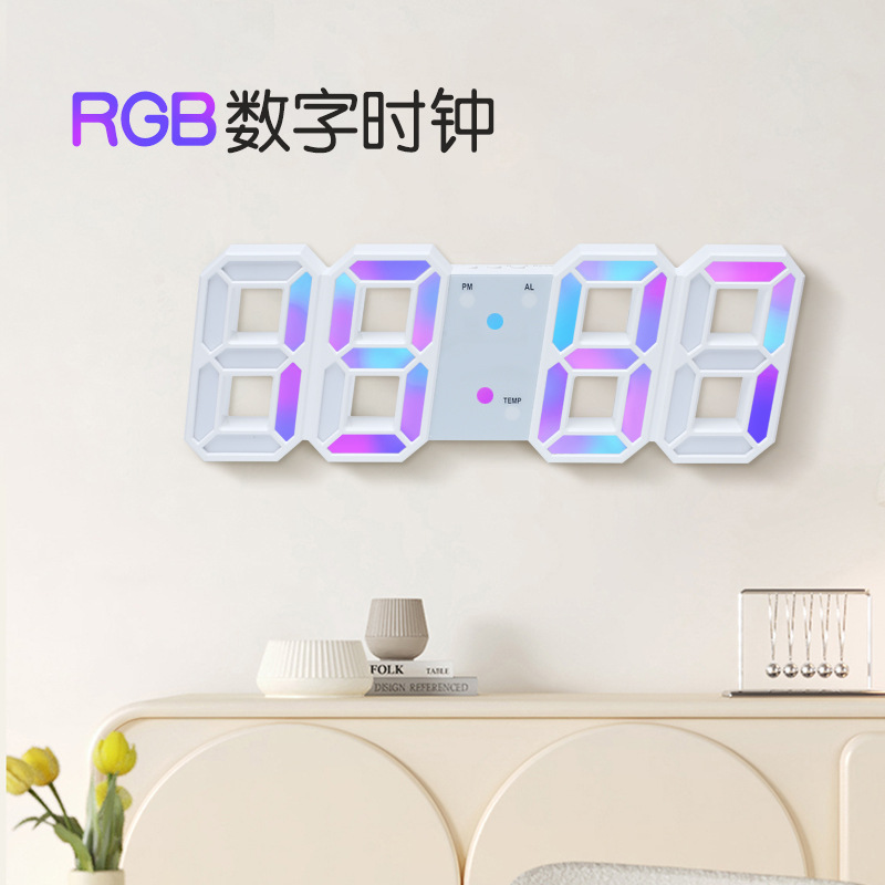 APP Smart WiFi Light Sensor Living Room Remote Control Clock Digital Wall Clock Electronic Clock 3D Clock Student Alarm Clock Countdown
